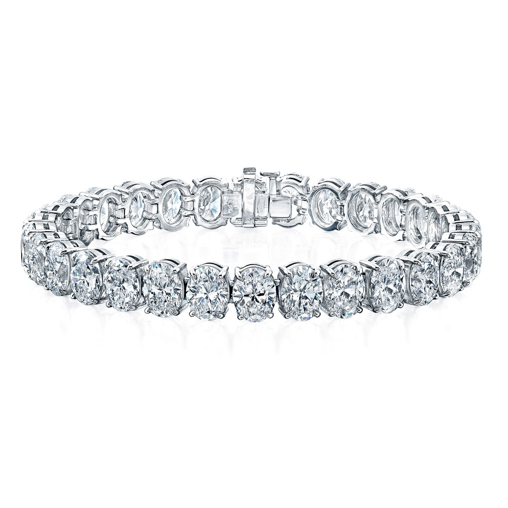 Norman Silverman Platinum Oval Cut Diamond Straightline Bracelet