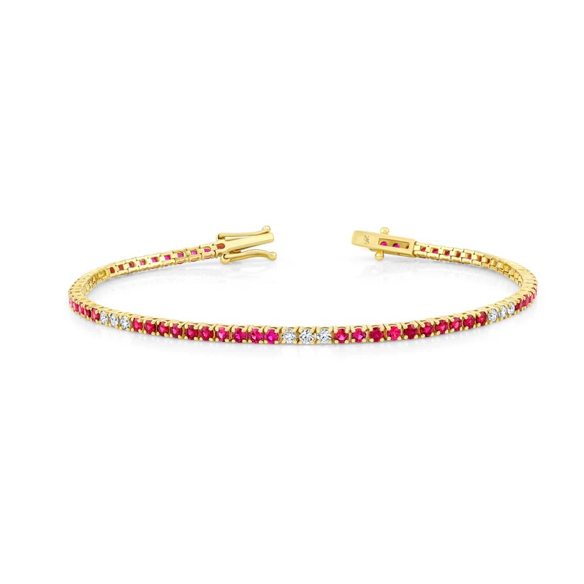 Norman Silverman Ruby and Diamond Alternating Bracelet