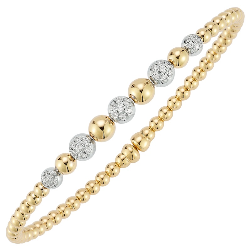 Fallon B. 18K Yellow & White Gold Bead Diamond Bangle