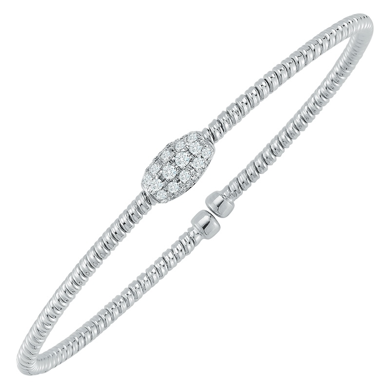 Fallon B. 18K White Gold Diamond Pave Station Bangle