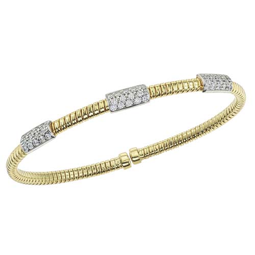 Fallon B 18K Yellow Gold Gold  3 Station Diamond Bar Bangle