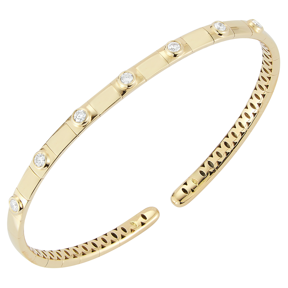 Fallon B. 18K Yellow Gold Bezel Set Diamond Bangle
