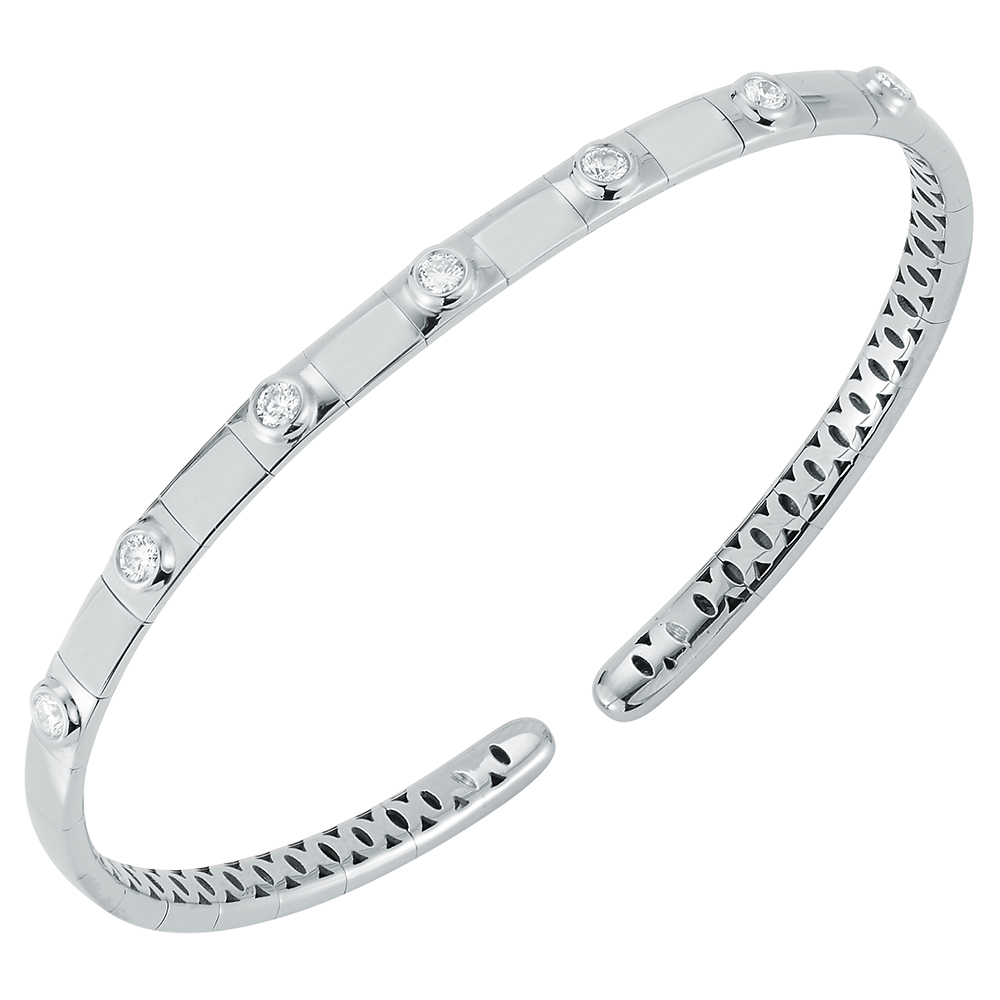 Fallon B. 18K WhiteGold Bezel Set Diamond Bangle