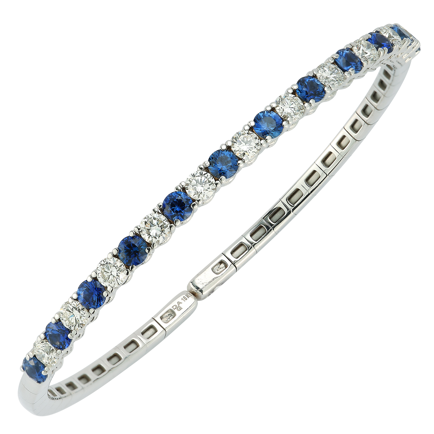Fallon B. 18K White Gold Diamond & Sapphire Bangle