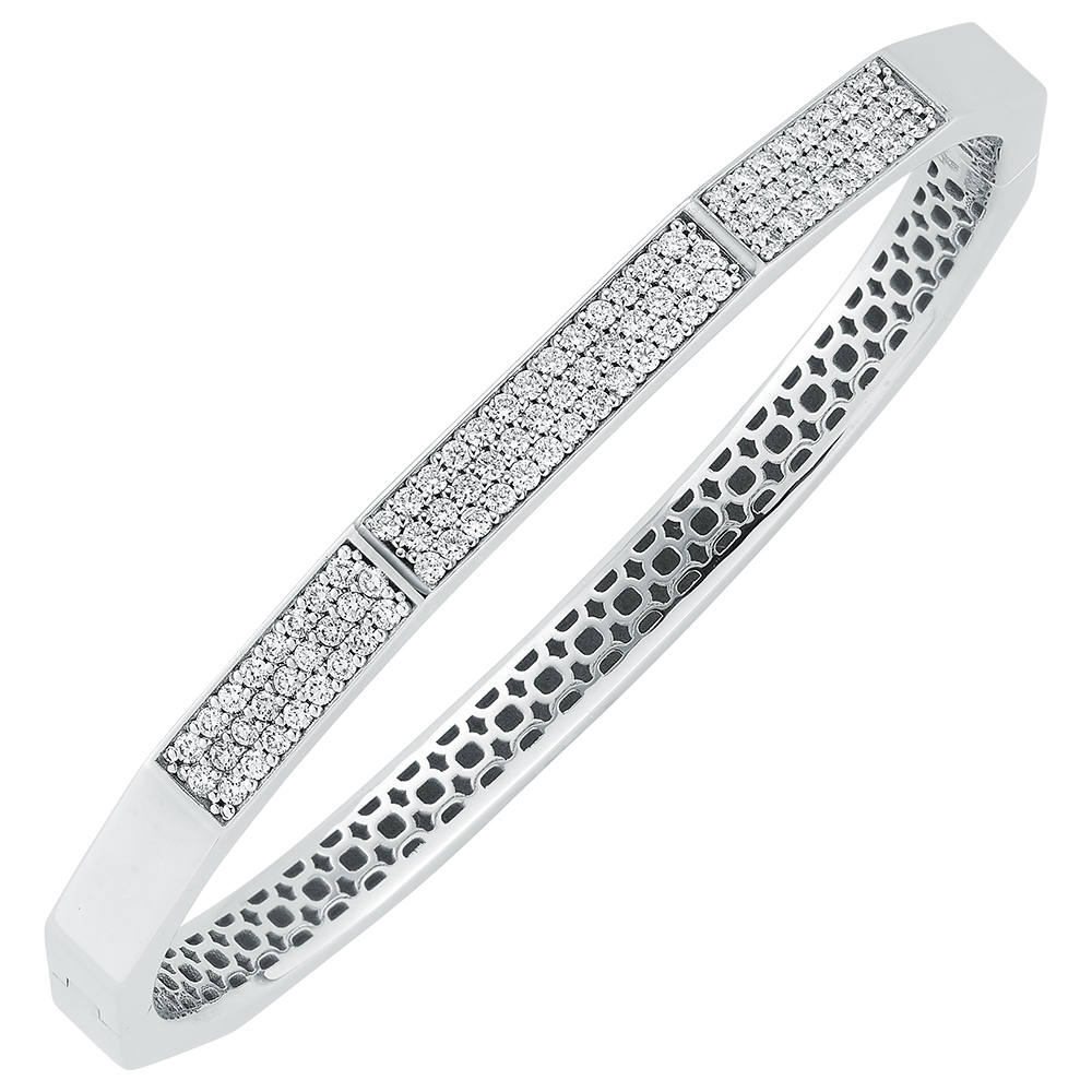 Fallon B. 18K White Gold Diamond Geometric Shape Bangle