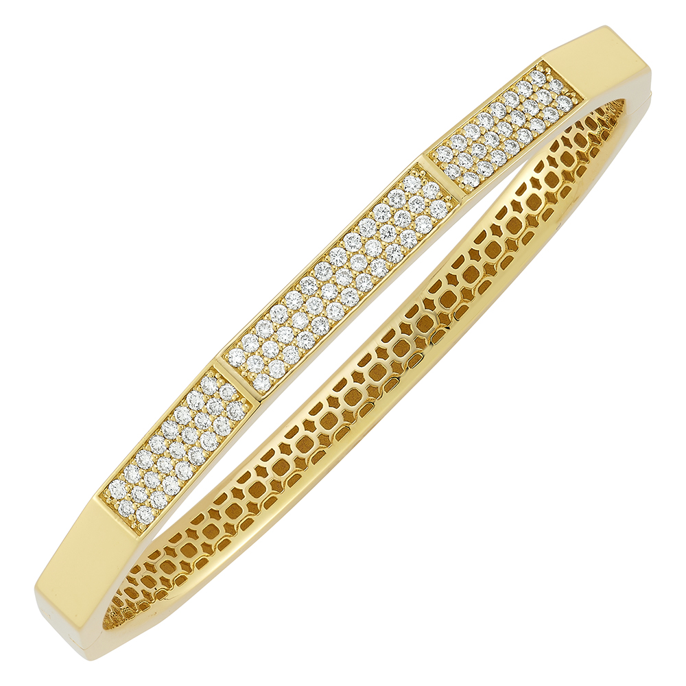 Fallon B. 18K Yellow Gold Diamond Geometric Shape Bangle