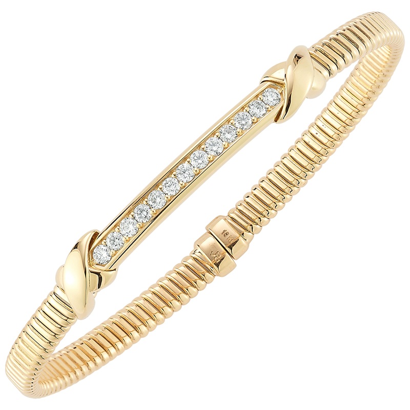 Fallon B. 18K Yellow Gold Diamond Bar Bangle