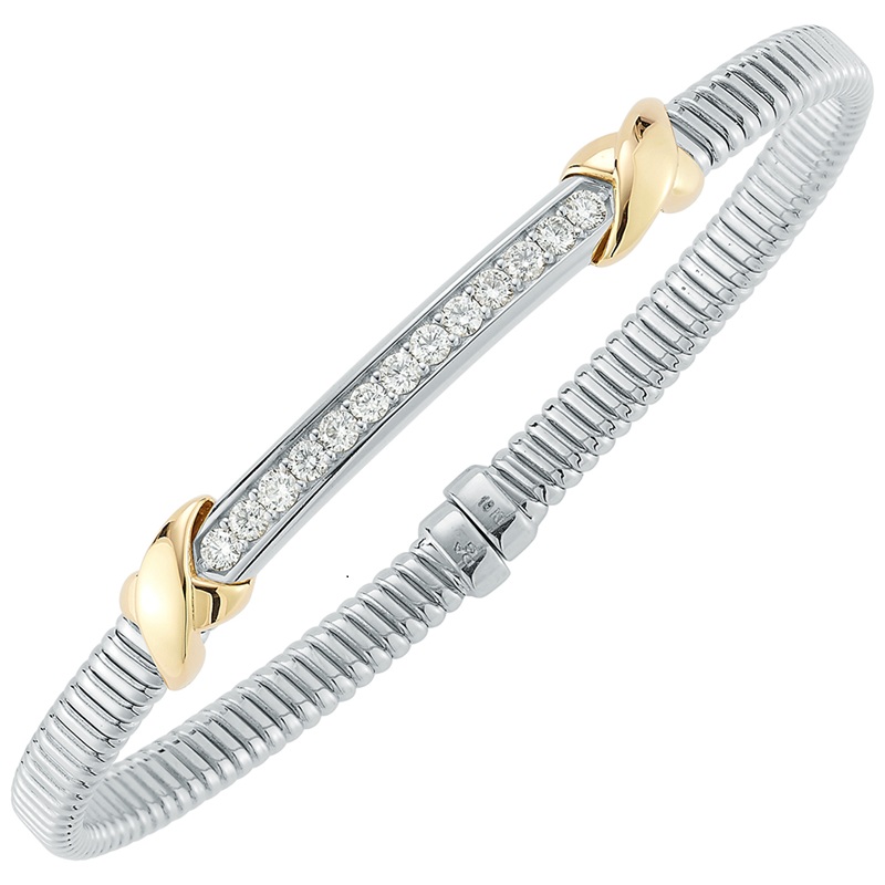 Fallon B. 18K White & Yellow Gold Diamond Bar Bangle