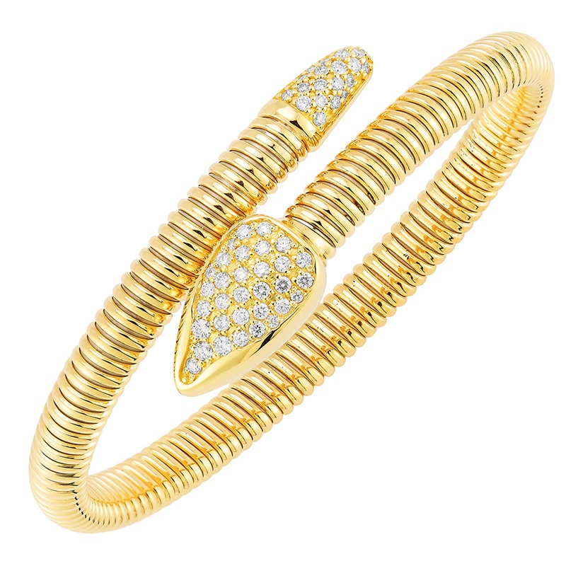 Fallon B. 18K Yellow Gold Serpentine Wrap Diamond Bangle