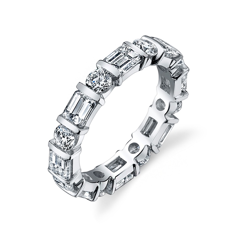 Bachendorf's Bar Set Alternating Stone Eternity Band