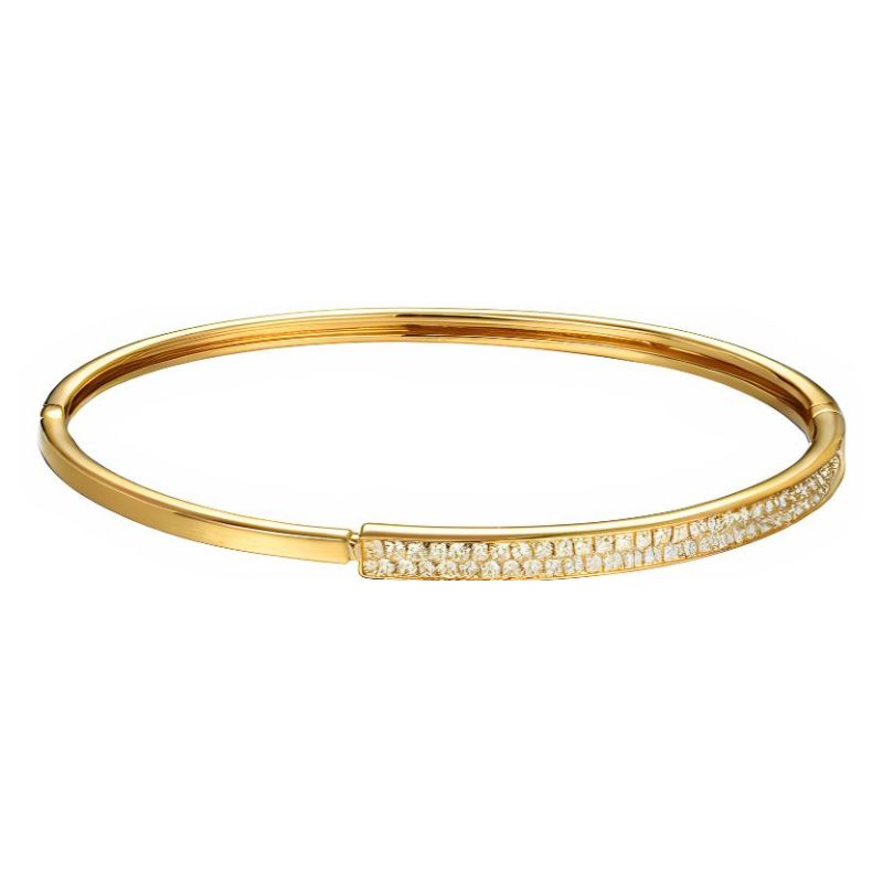 18K Yellow Gold Diamond Pave Bangle