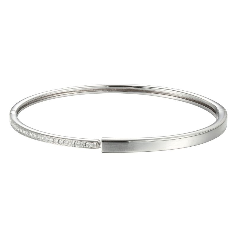 18K White Gold Skinny Diamond Pave Bangle