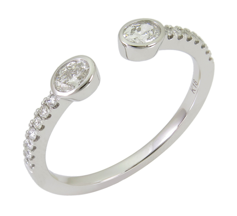 18K White Gold Diamond Negative Space Ring