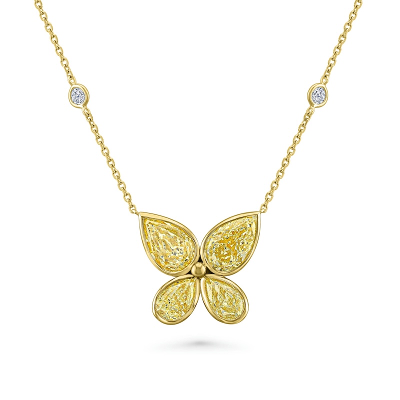 Norman Silverman Fancy Yellow Diamond Butterfly Necklace