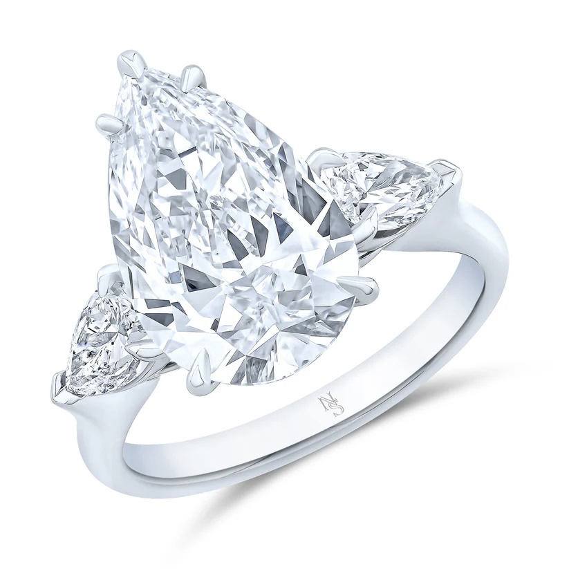 Norman Silverman Pear Diamond Three-Stone Ring
