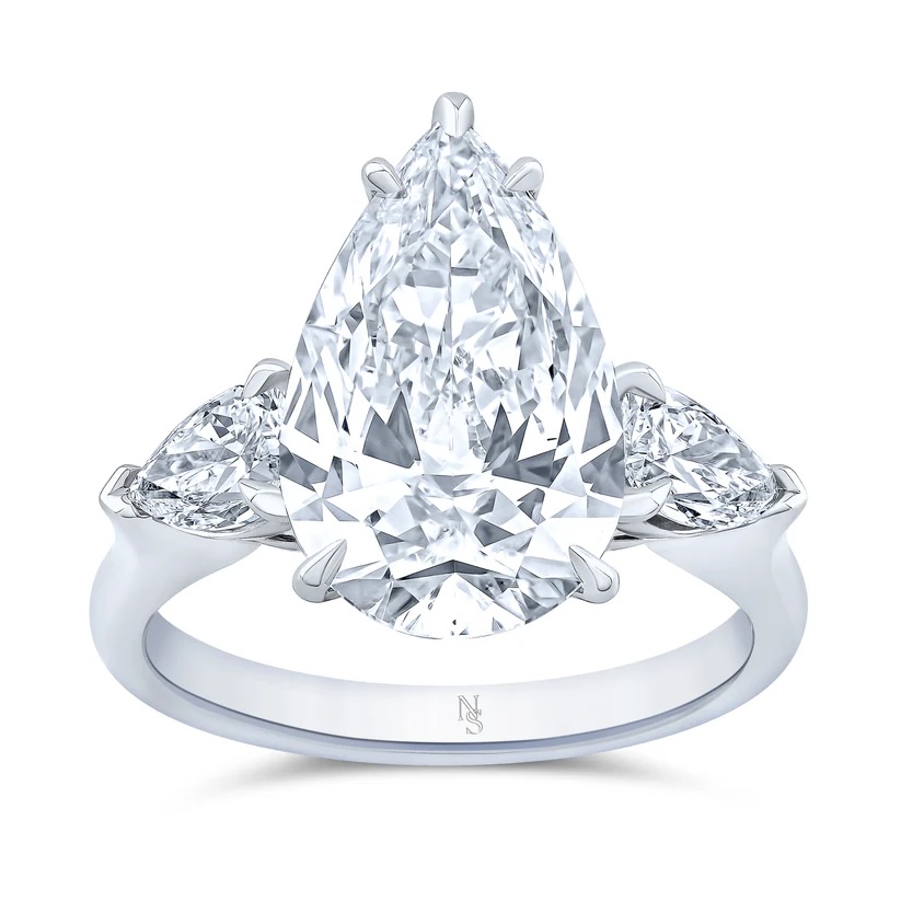 Norman Silverman Pear Diamond Three-Stone Ring
