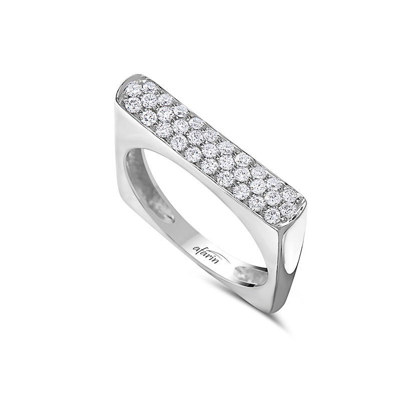 18K White Golf Diamond Bar Ring