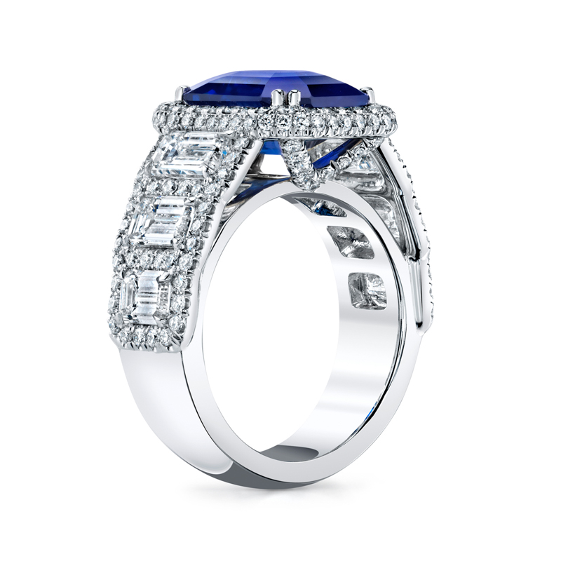 Bachendorf's Platinum Sapphire & Diamond Halo Ring