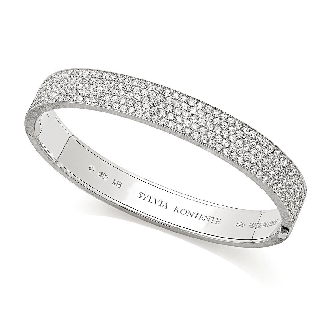 Sylvia Kontente 18K White Gold Pave Diamond Bangle