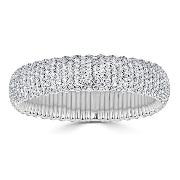 ZYDO 18K White Gold Diamond Dome Stretch Bangle