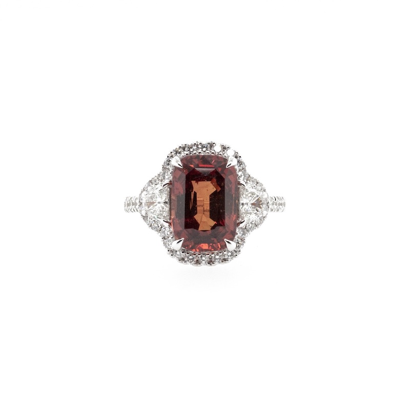 18K White Gold Orange Sapphire Ring