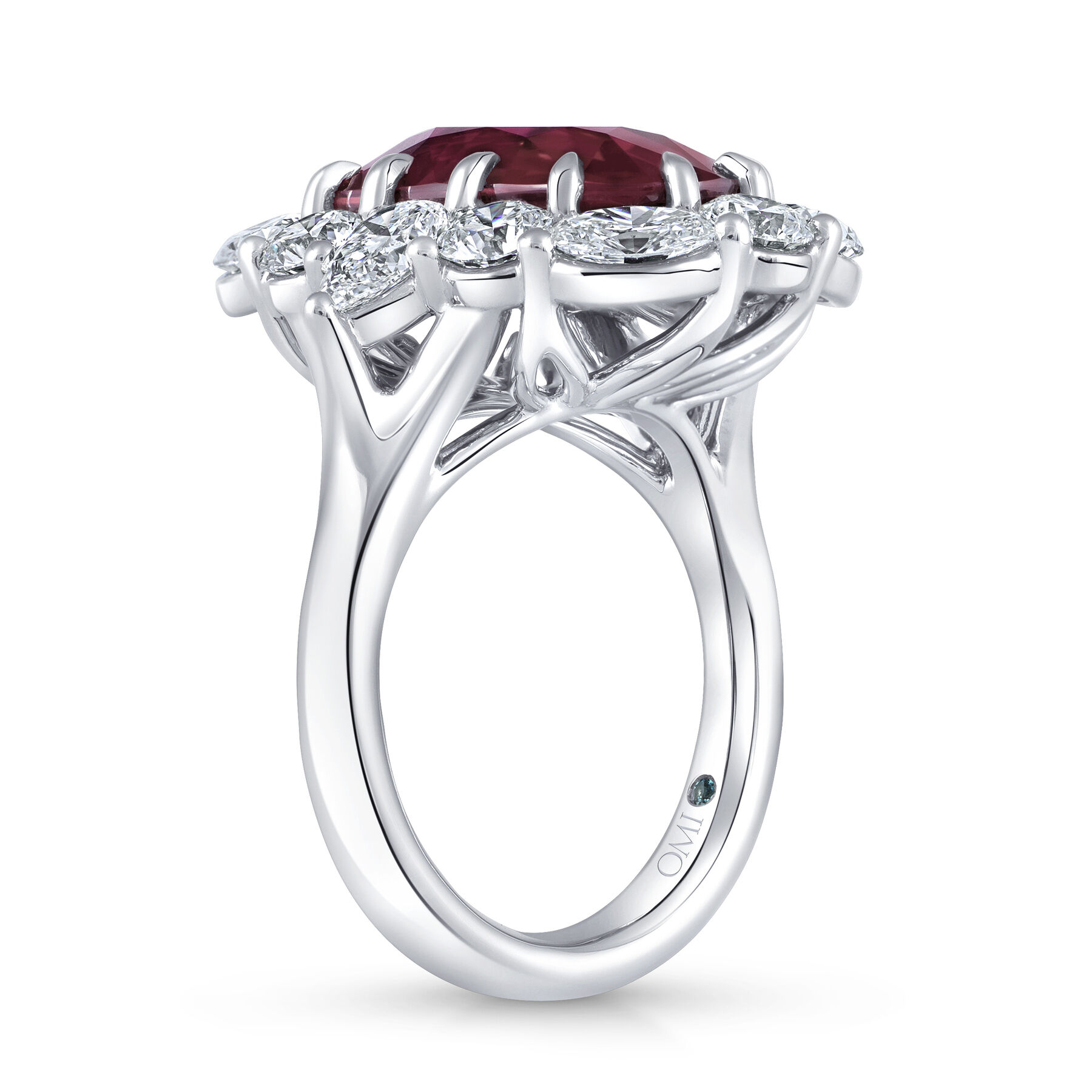 Bachendorf's Platinum Ruby & Diamond Halo Ring