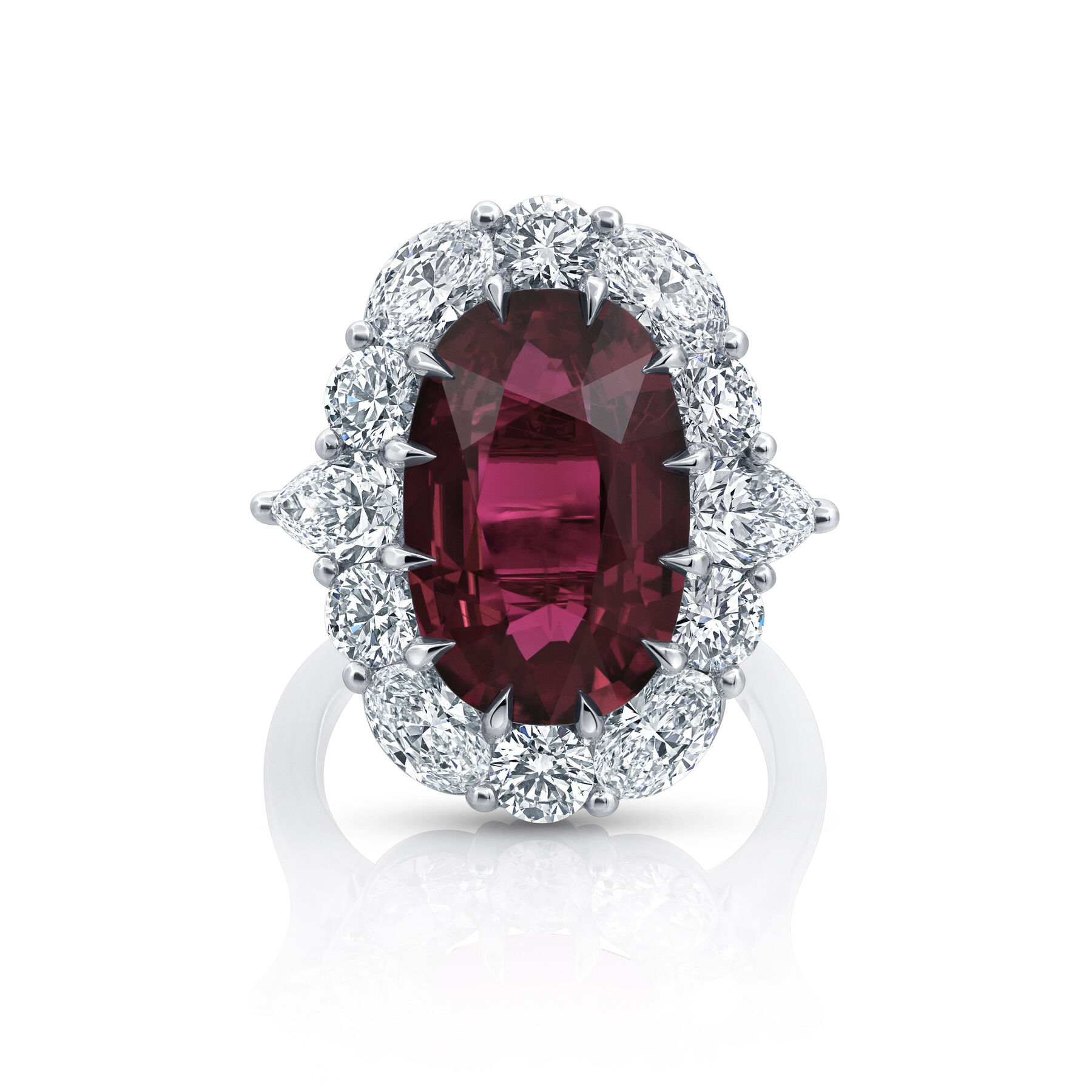 Bachendorf's Platinum Ruby & Diamond Halo Ring