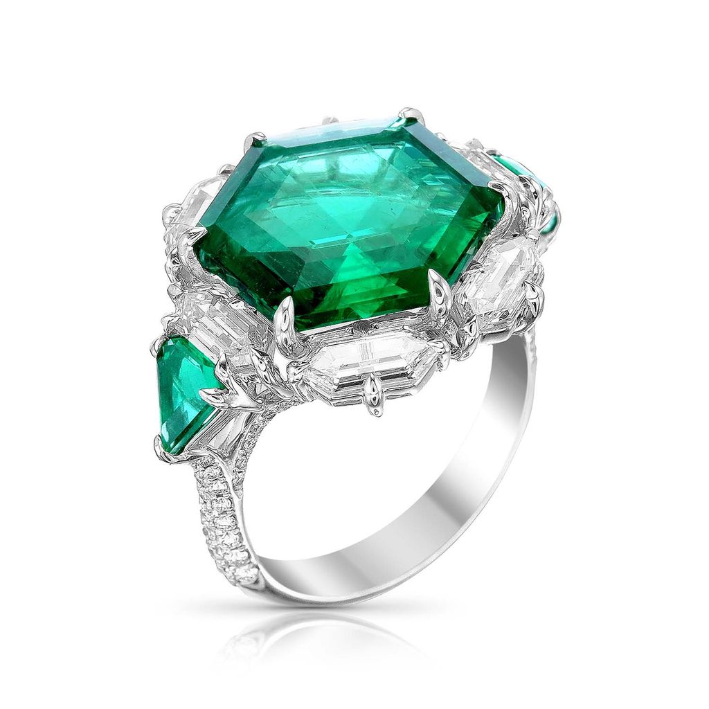 Emerald Hexagon Shape Ring