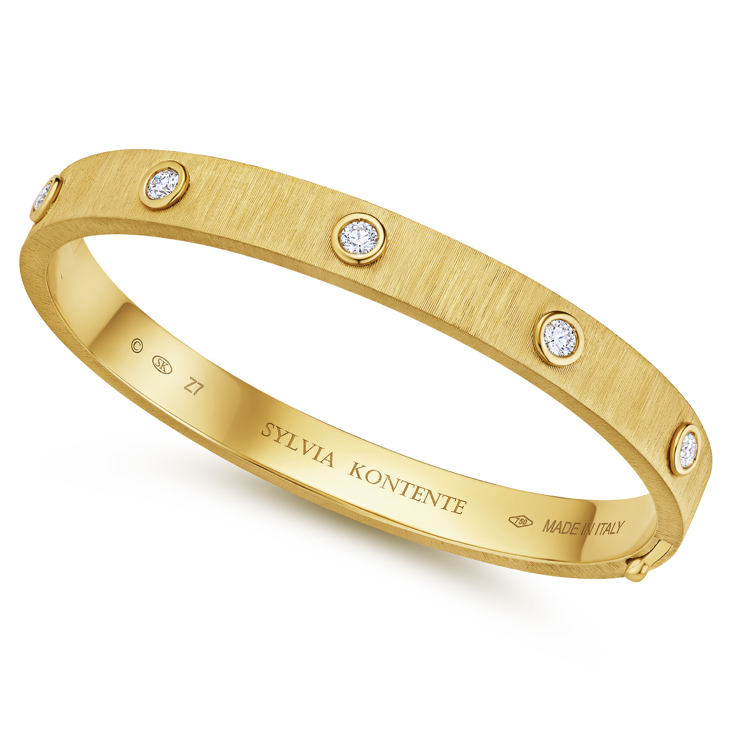 Sylvia Kontente 18K Yellow Gold Bezel Set Diamond Bangle