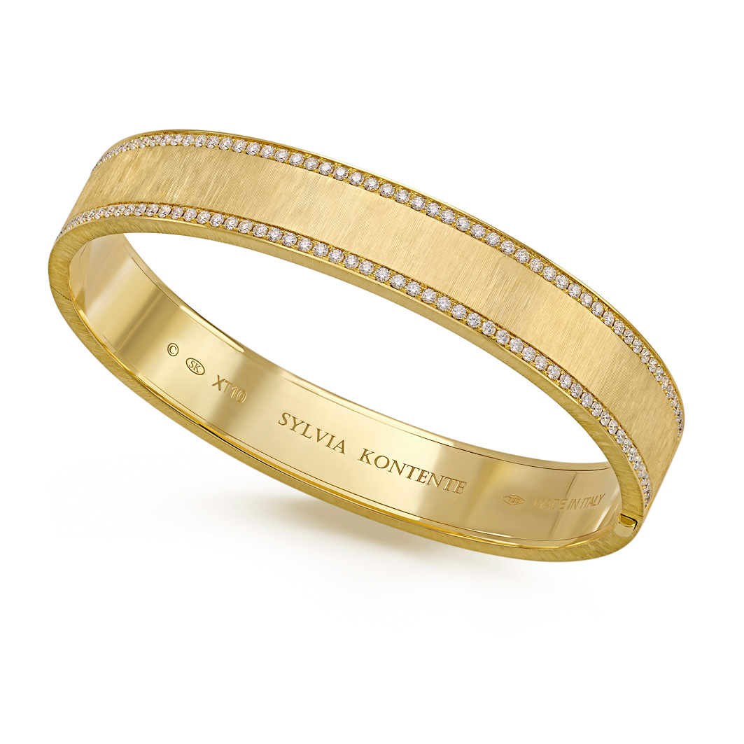 Sylvia Kontente 18K Yellow Gold Bangle With Diamonds