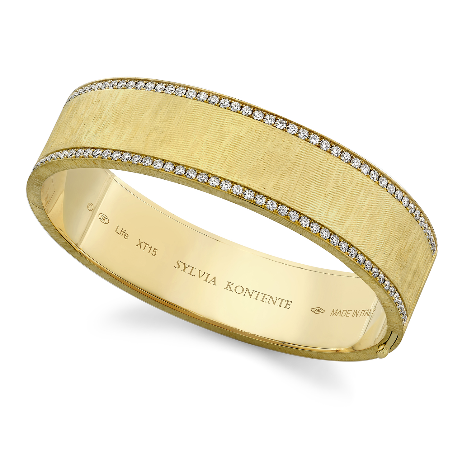 Sylvia Kontente 18K Yellow Gold Bangle With Diamonds