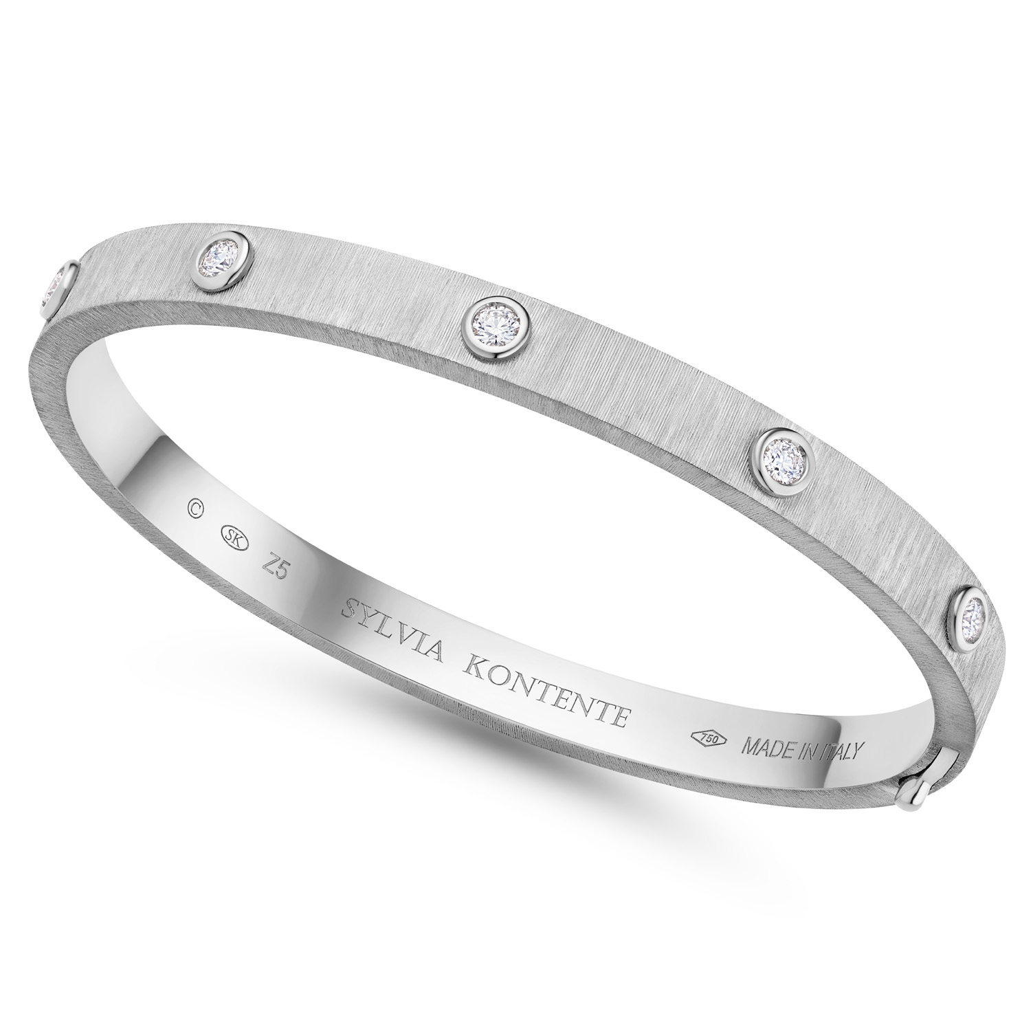 Sylvia Kontente 18K White Gold Bezel Set Bangle