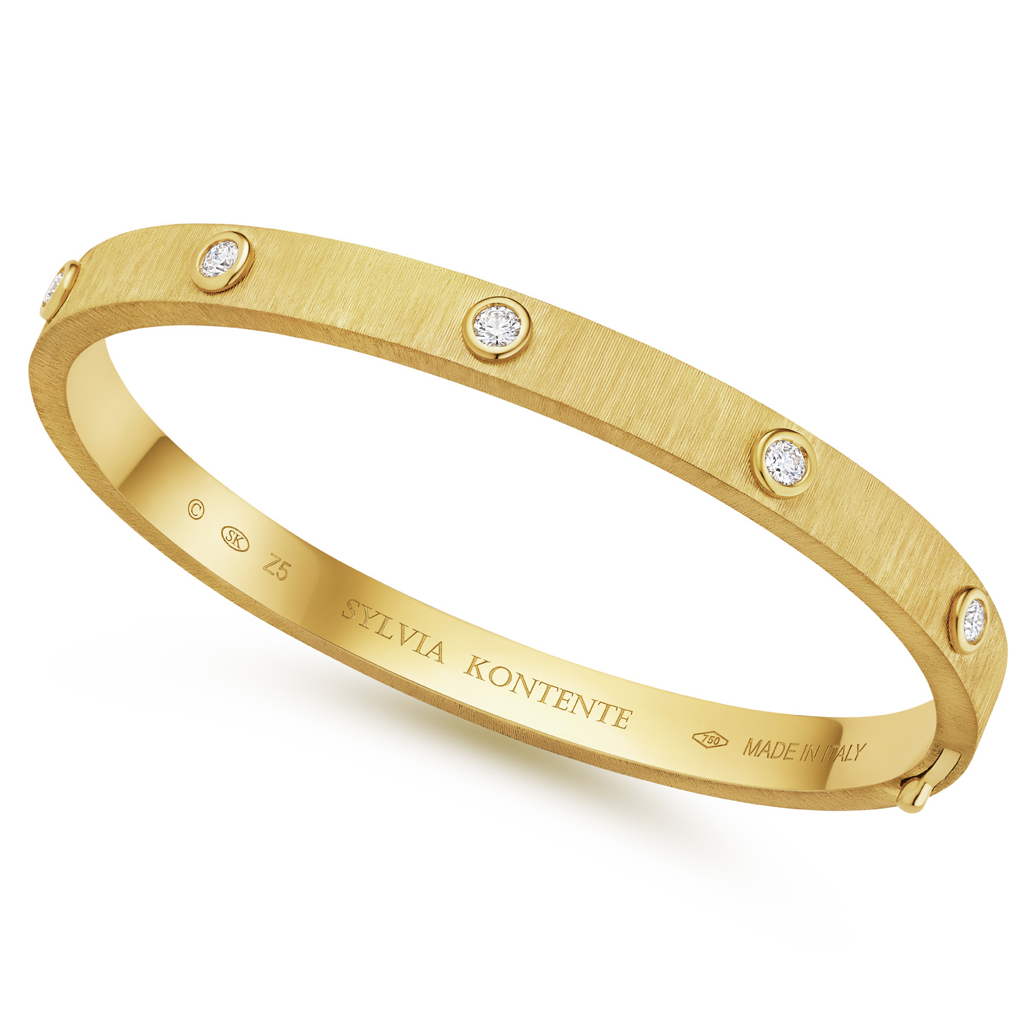 Sylvia Kontente 18K Yellow Gold Bezel Set Bangle