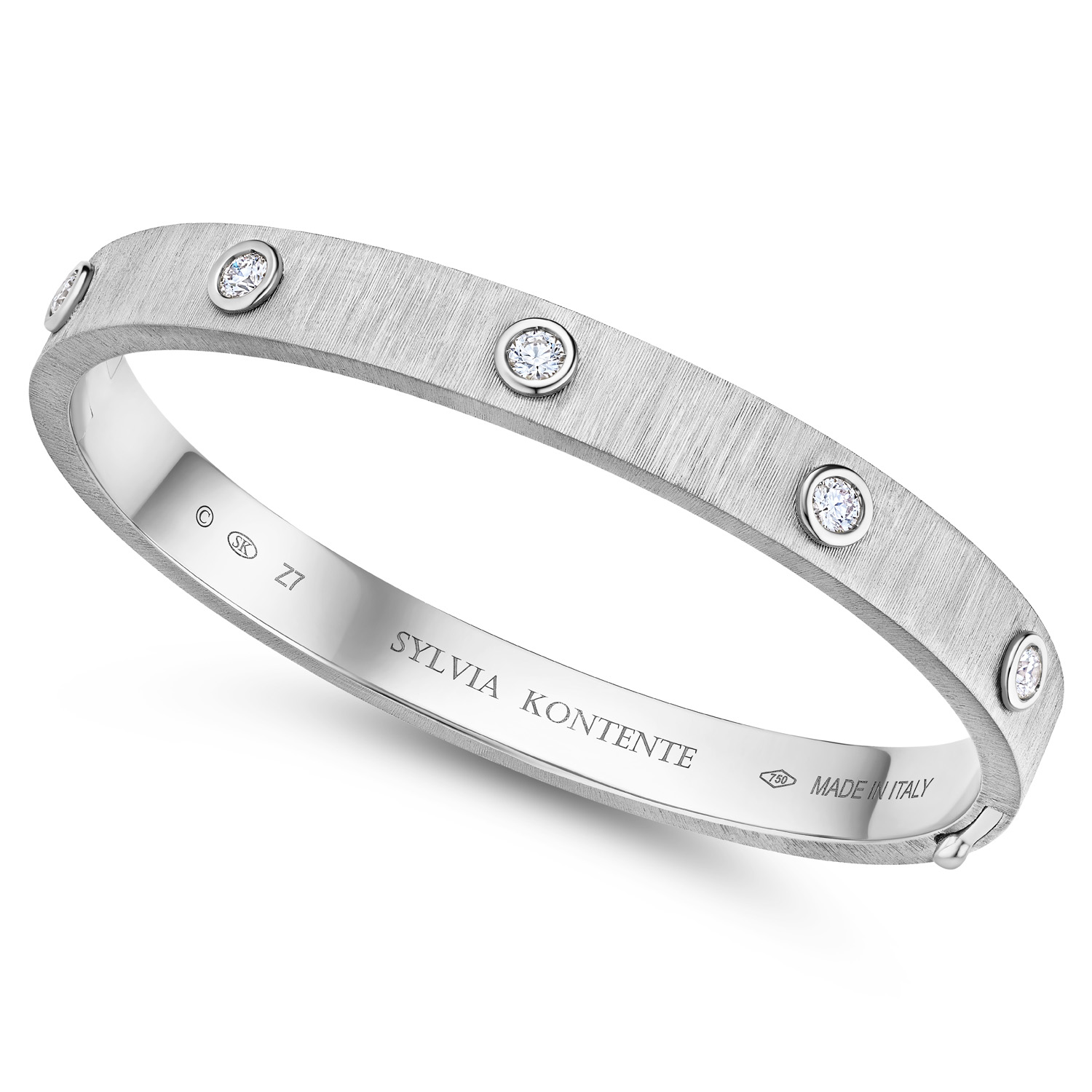 Sylvia Kontente 18K White Gold Bezel Set Diamond Bangle